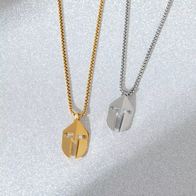 Gold Plated Stainless Steel Necklace with Pendant - Spartan