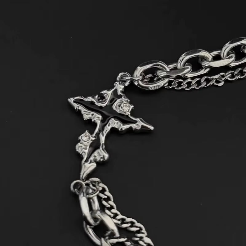 Polished Stainless Steel Bracelet - Retro Flame