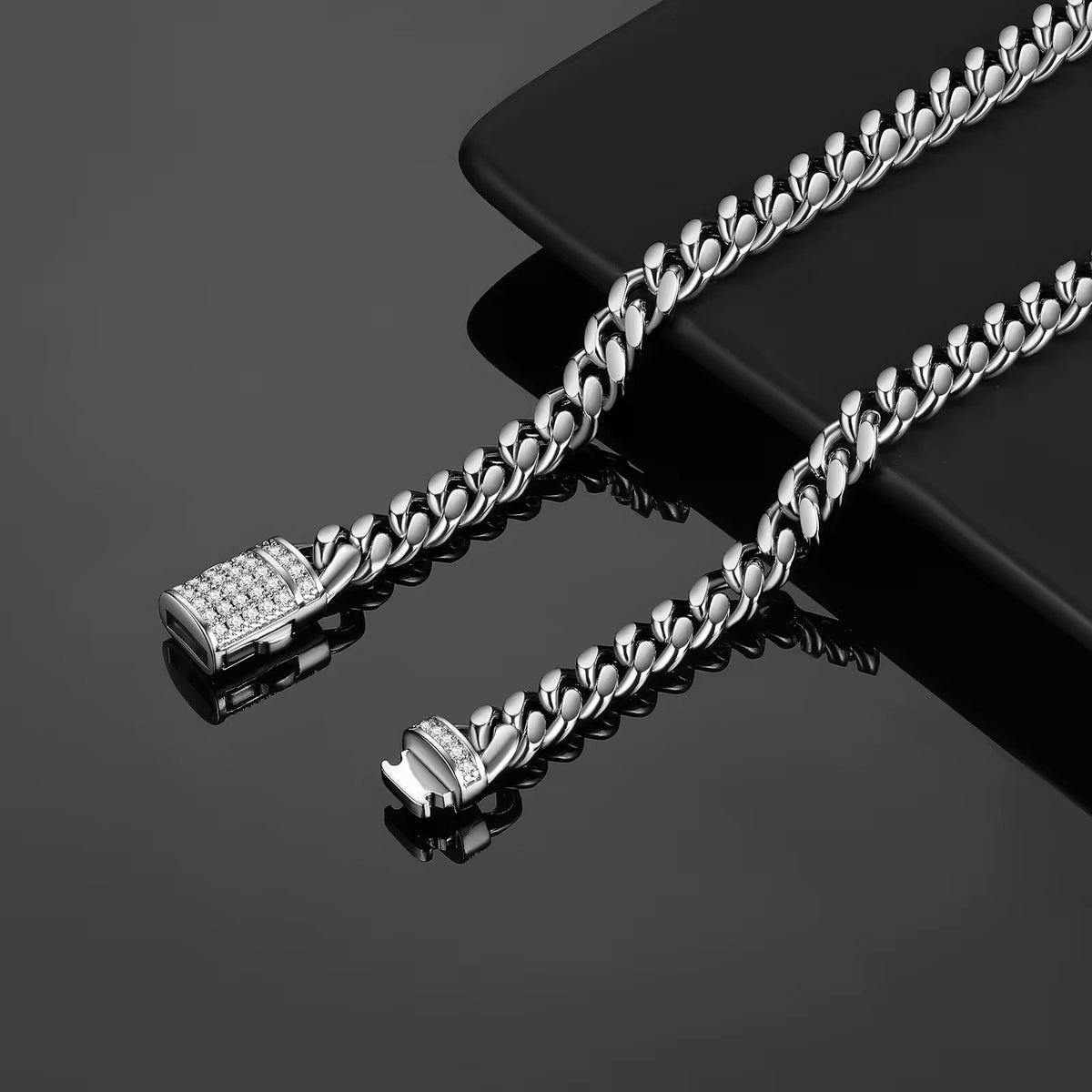 Stainless Steel Bracelet with Zircon Stone Buckle - Encryption