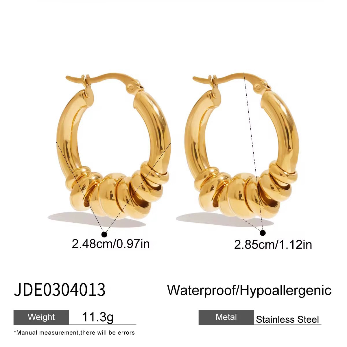 Gold Plated Stainless Steel Hoop Earrings - Huggie