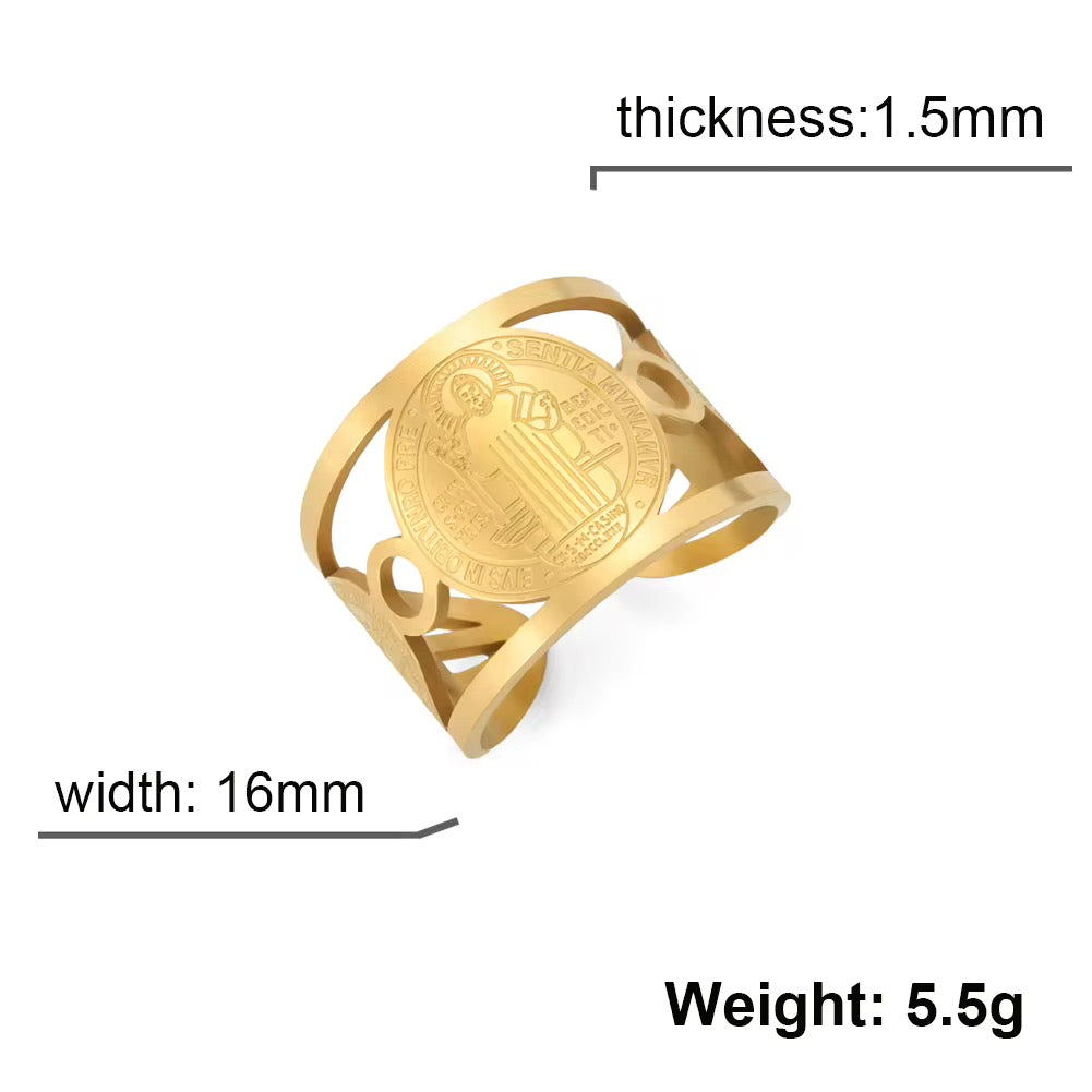 Gold Plated Stainless Steel Unisex Ring - Saint
