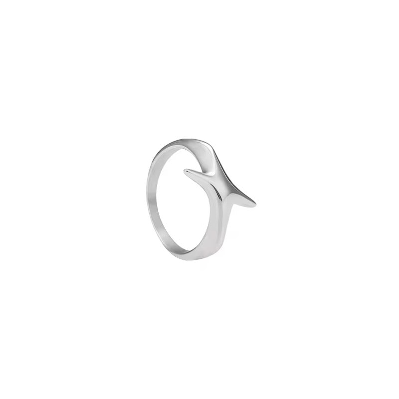 Silver Plated Stainless Steel Ring - Oblique