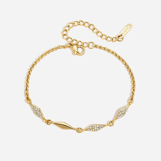 Gold Plated Stainless Steel Bracelet with Zircon Stones - Luks