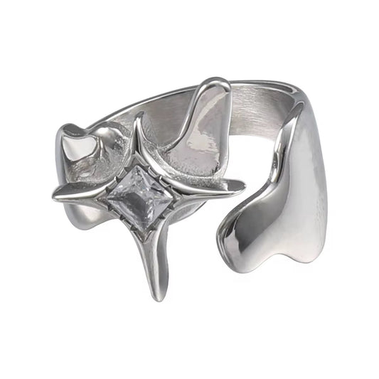 Stainless steel ring - Crystal
