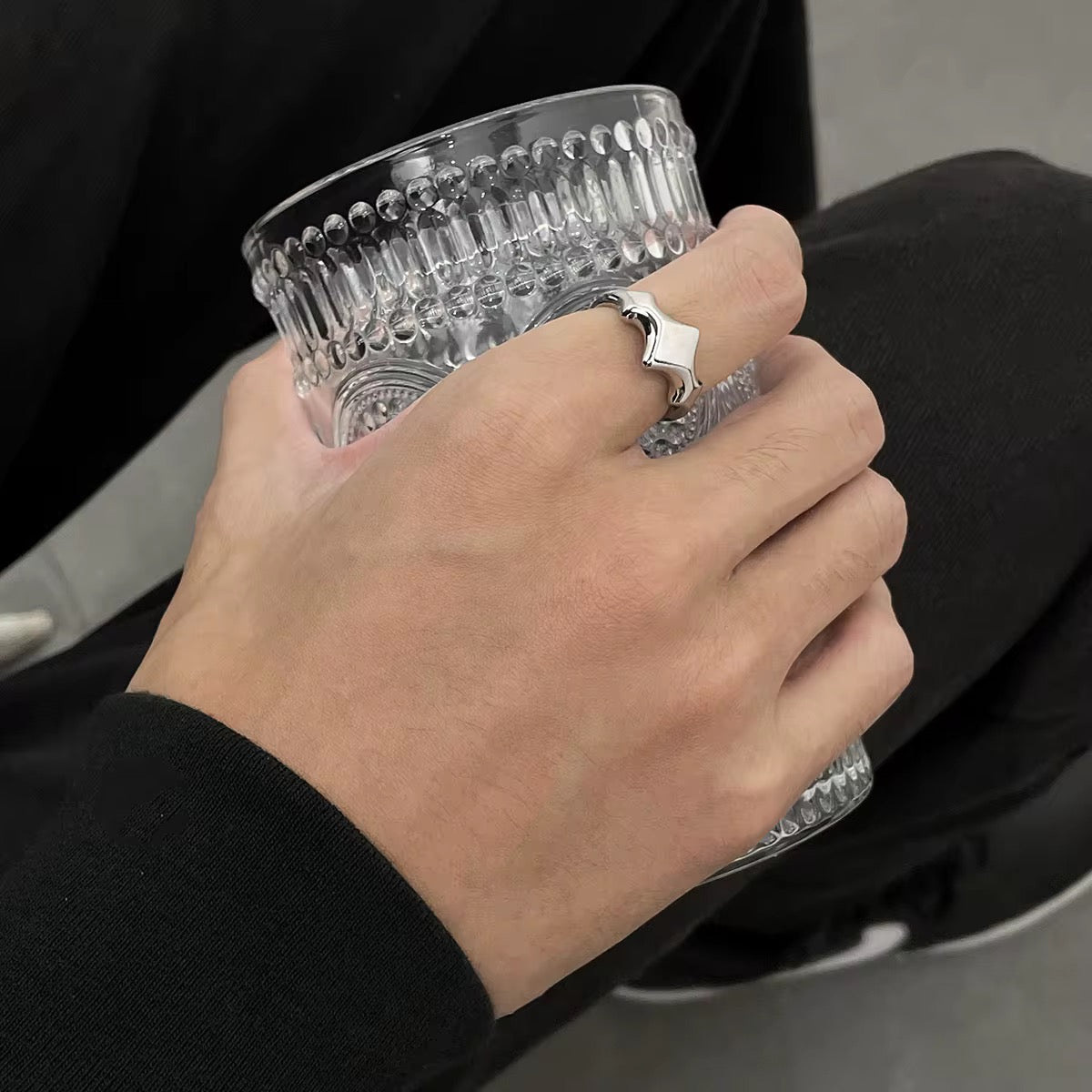 Polished Stainless Steel Ring - Stars
