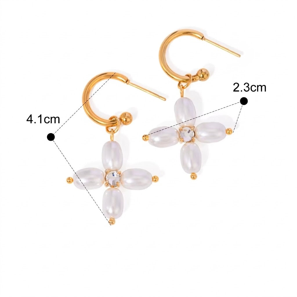 Gold Plated Stainless Steel Pearl Earring - Freshwater