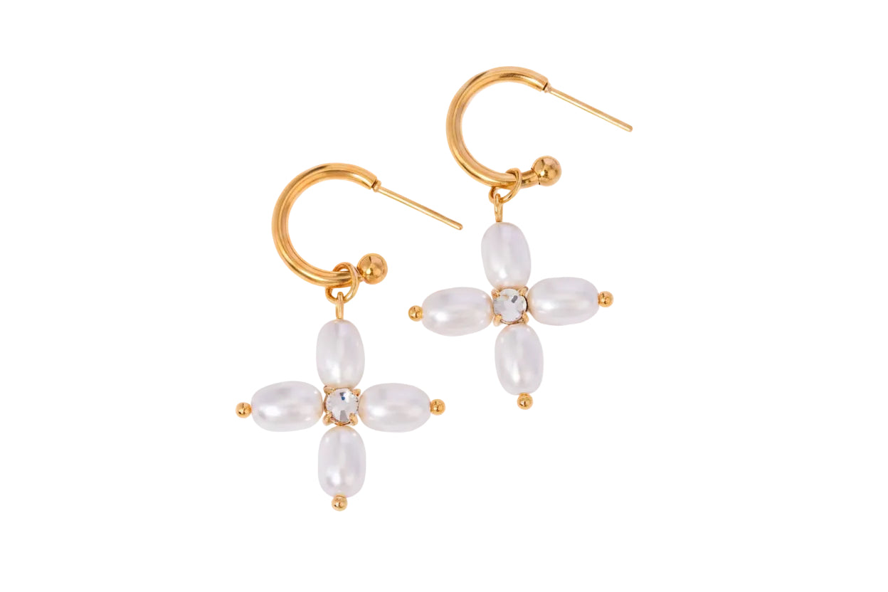 Gold Plated Stainless Steel Pearl Earring - Freshwater