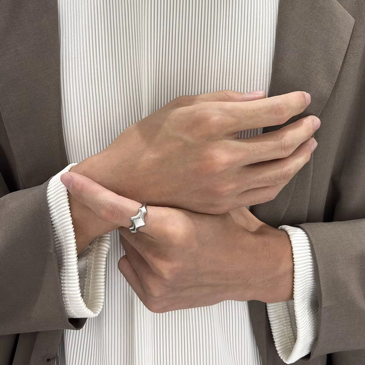Polished Stainless Steel Ring - Stars