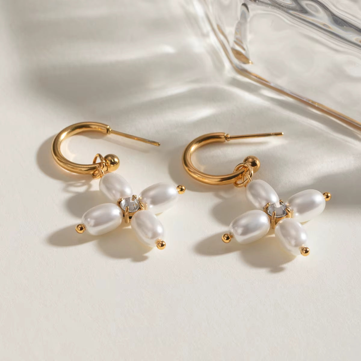 Gold Plated Stainless Steel Pearl Earring - Freshwater