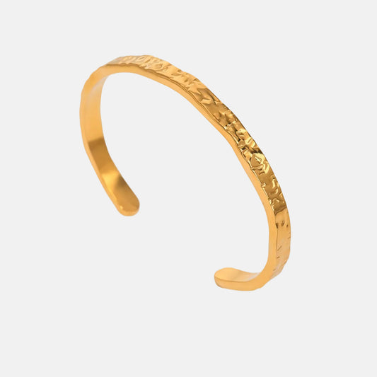 Gold Plated Stainless Steel Bangle Bracelet -  Hammered