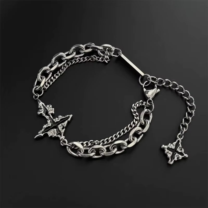 Polished Stainless Steel Bracelet - Retro Flame