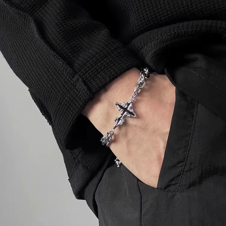Polished Stainless Steel Bracelet - Retro Flame