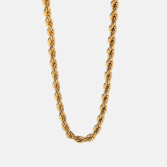 Gold Plates Stainless Steel Unisex Necklace - Twisted Rope