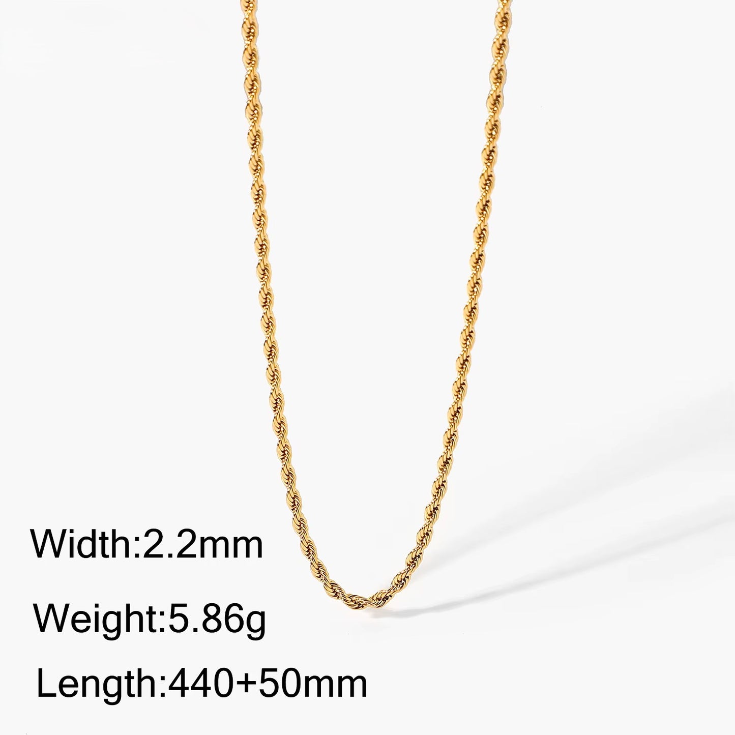 Gold Plates Stainless Steel Unisex Necklace - Twisted Rope