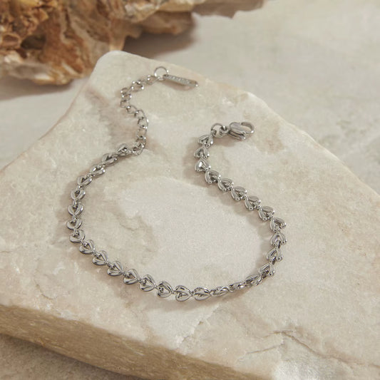 Gold Plated Stainless Steel Bracelet - Hollow Heart