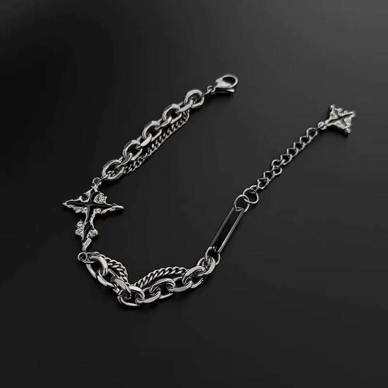 Polished Stainless Steel Bracelet - Retro Flame