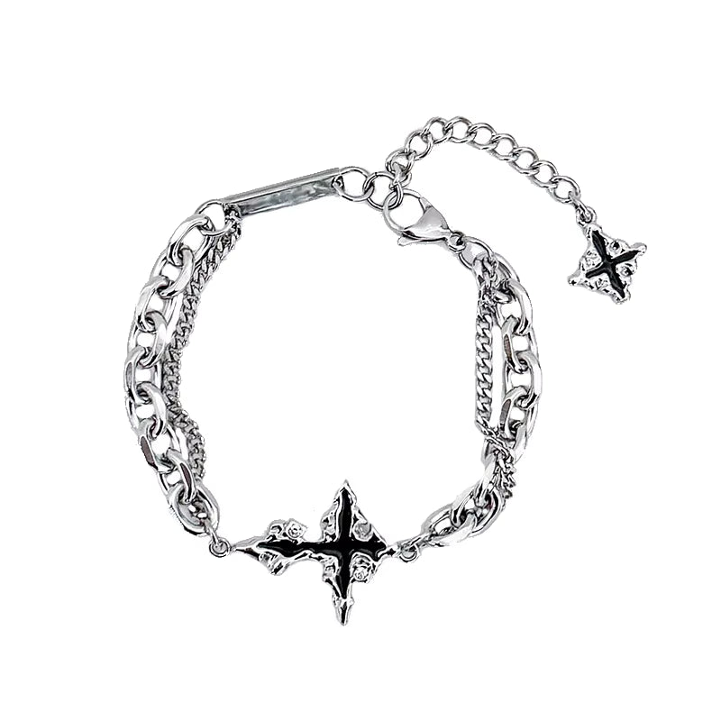 Polished Stainless Steel Bracelet - Retro Flame