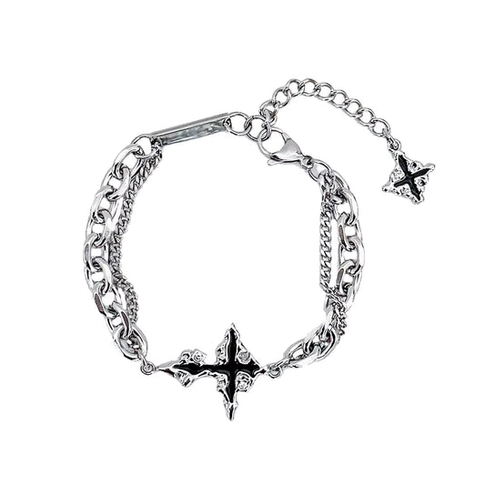 Polished Stainless Steel Bracelet - Retro Flame
