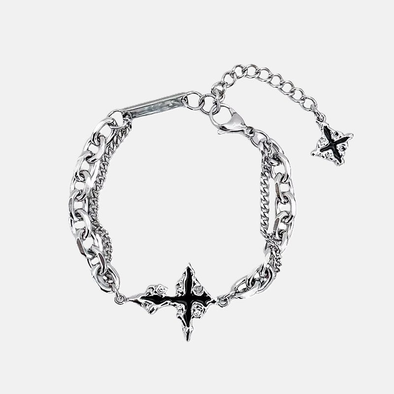 Polished Stainless Steel Bracelet - Retro Flame