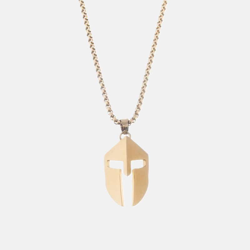 Gold Plated Stainless Steel Necklace with Pendant - Spartan