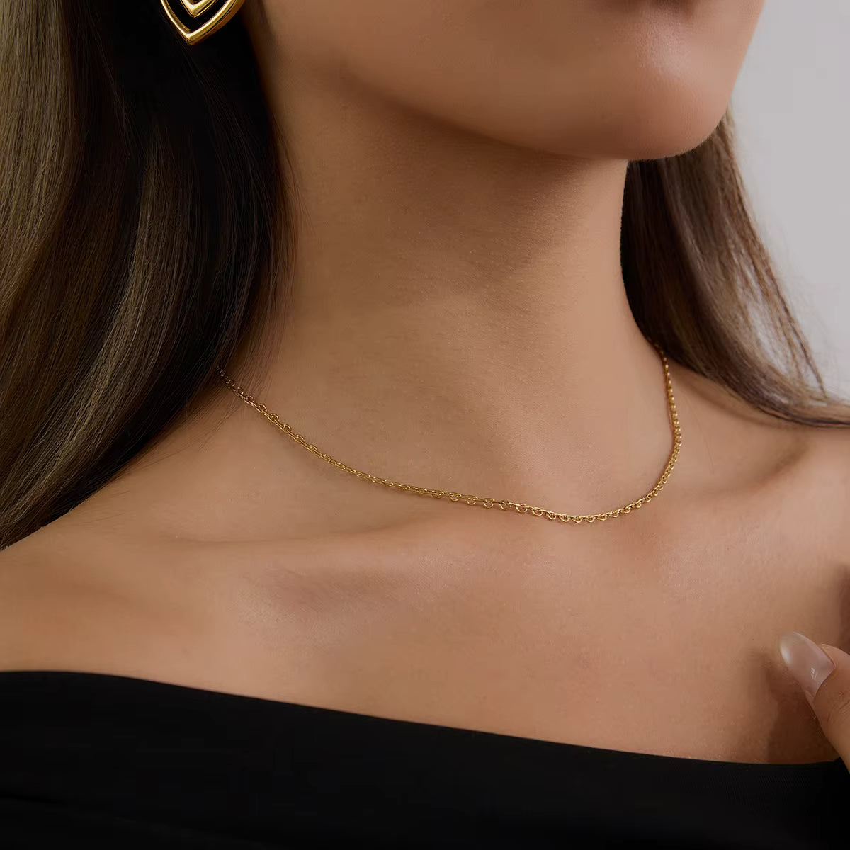 Gold Plated Stainless Steel Chain - Half Arc