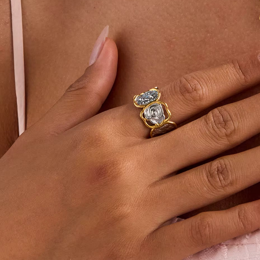 Gold Plated Stainless Steel Ring - Paper Flower