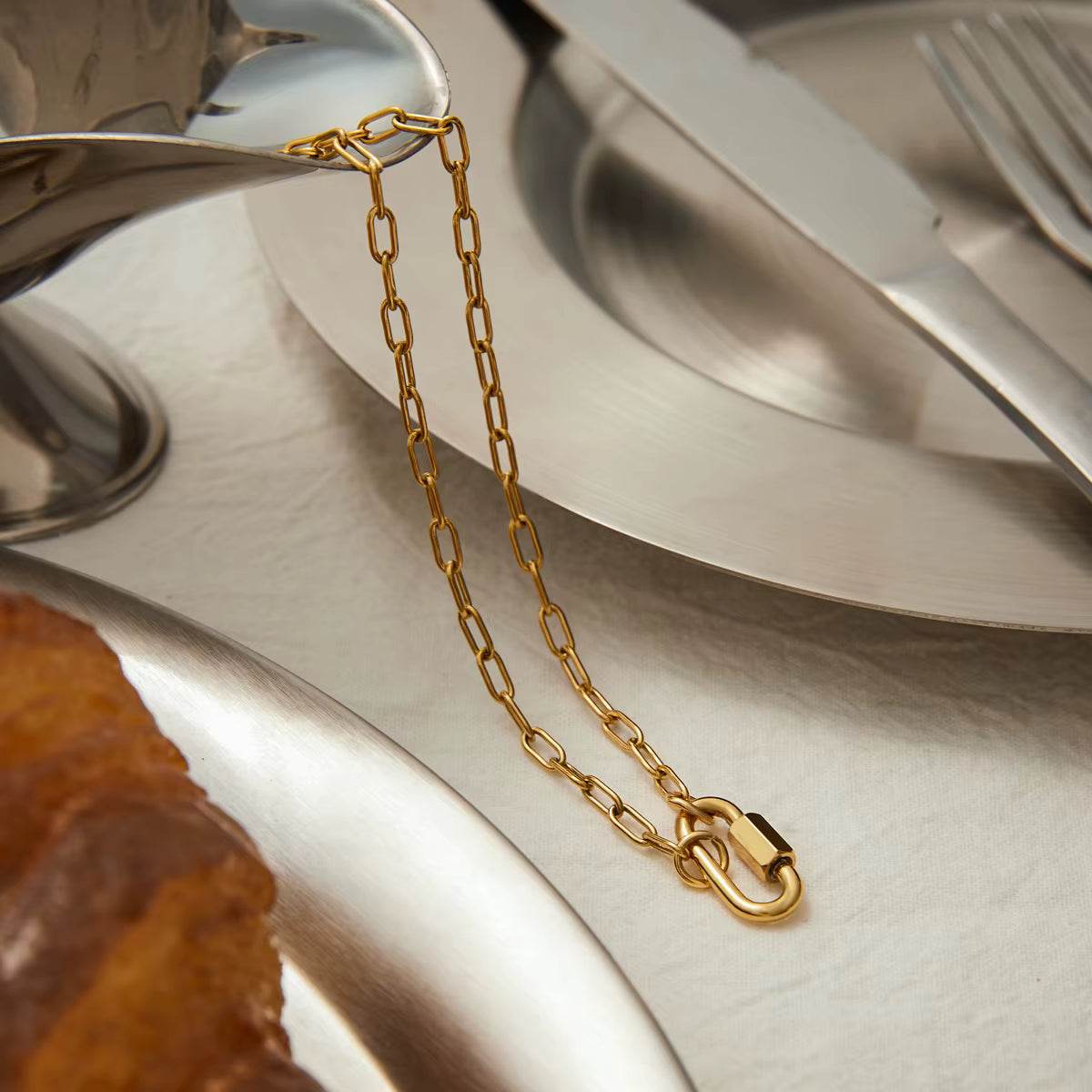 Gold Plated Stainless Steel Necklace - Buckle