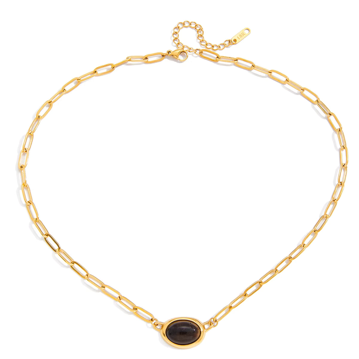 Gold Plated Stainless Steel Chain with Pendant - Stone Eye