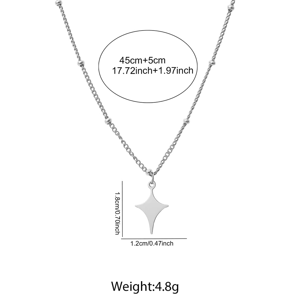Polished Stainless Steel Necklace with Pendant - Goth Star