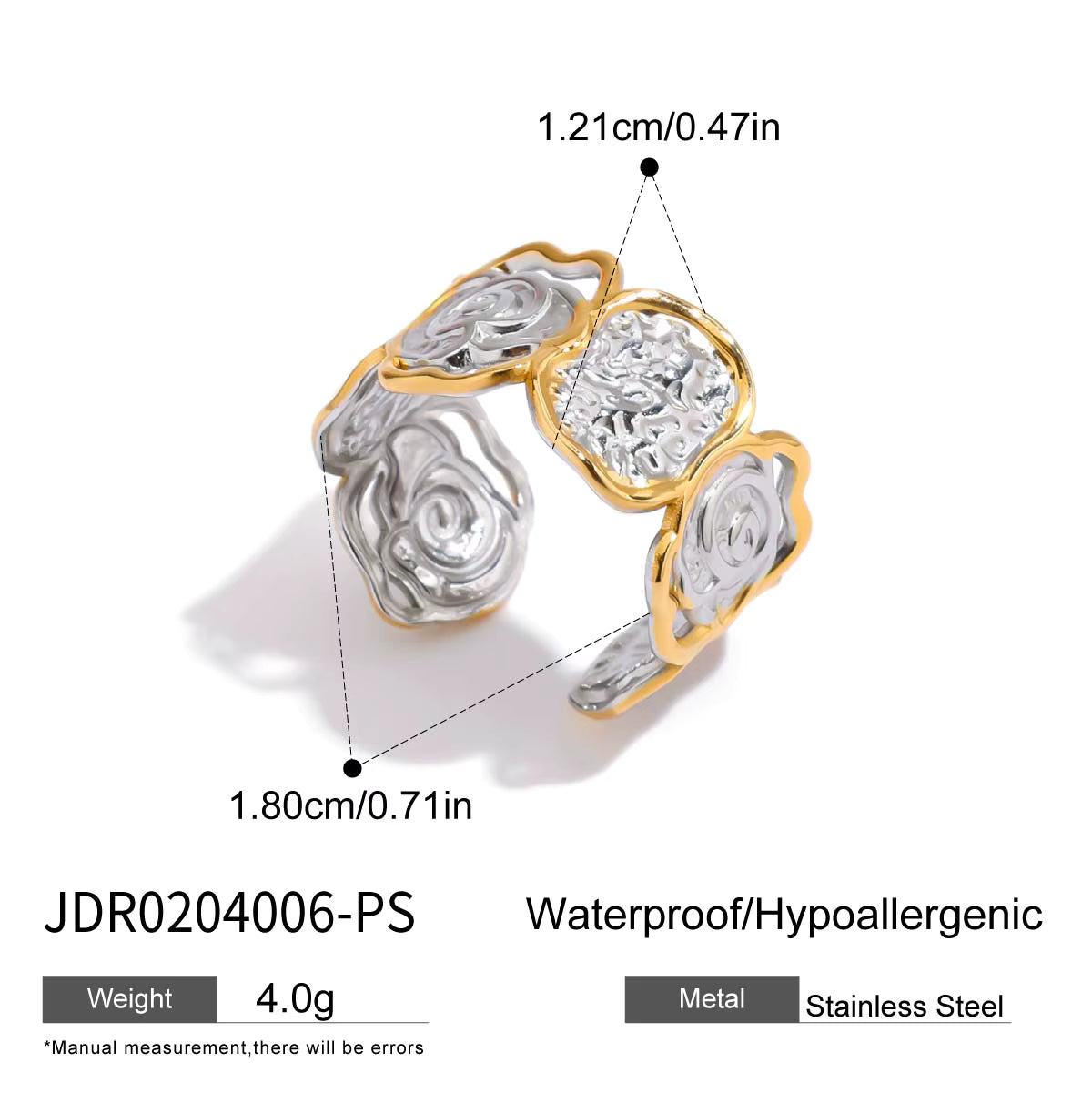 Gold Plated Stainless Steel Ring - Paper Flower