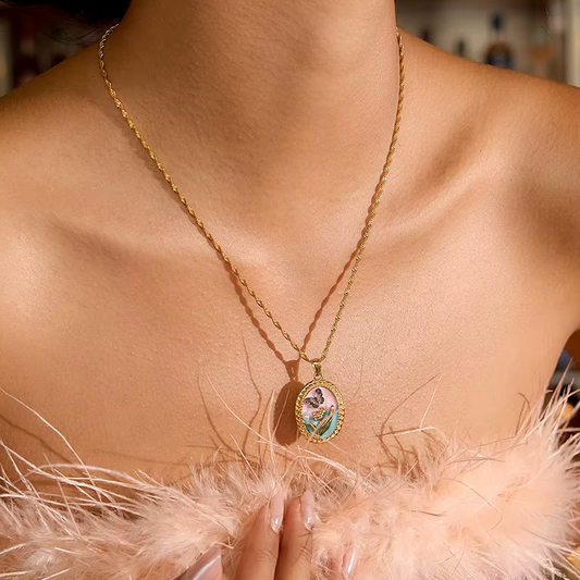 Gold Plated Stainless Steel Necklace with Pendant - Butterfly