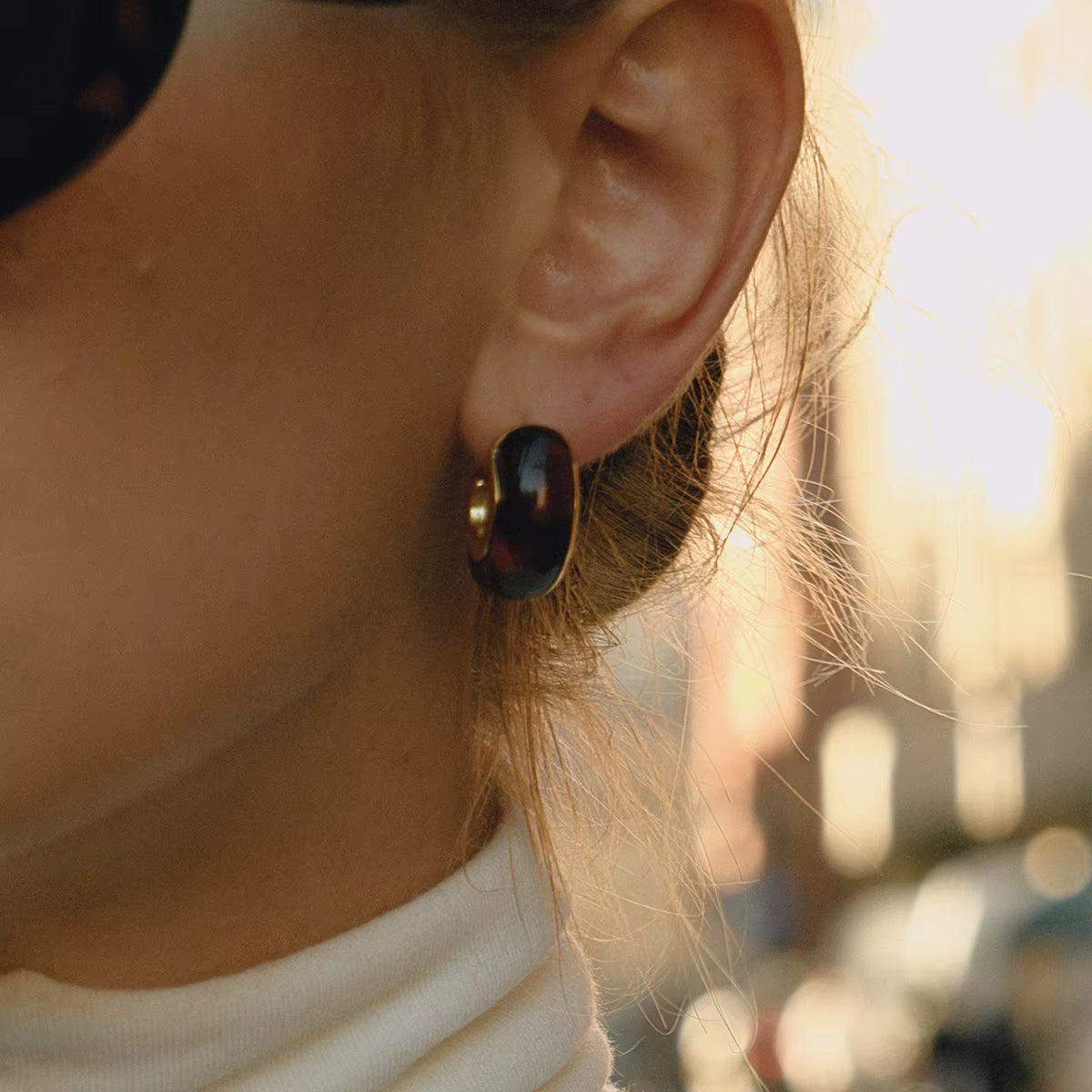 Gold Plated Stainless Steel Earrings - Milanese C Hoops