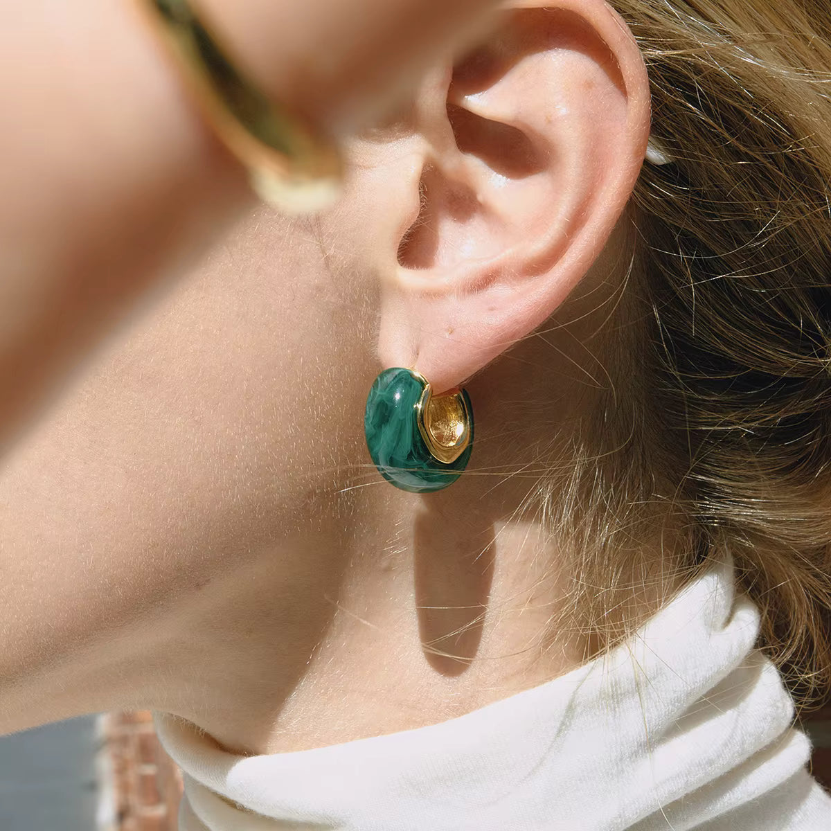 Gold Plated Stainless Steel Earrings - Milanese C Hoops