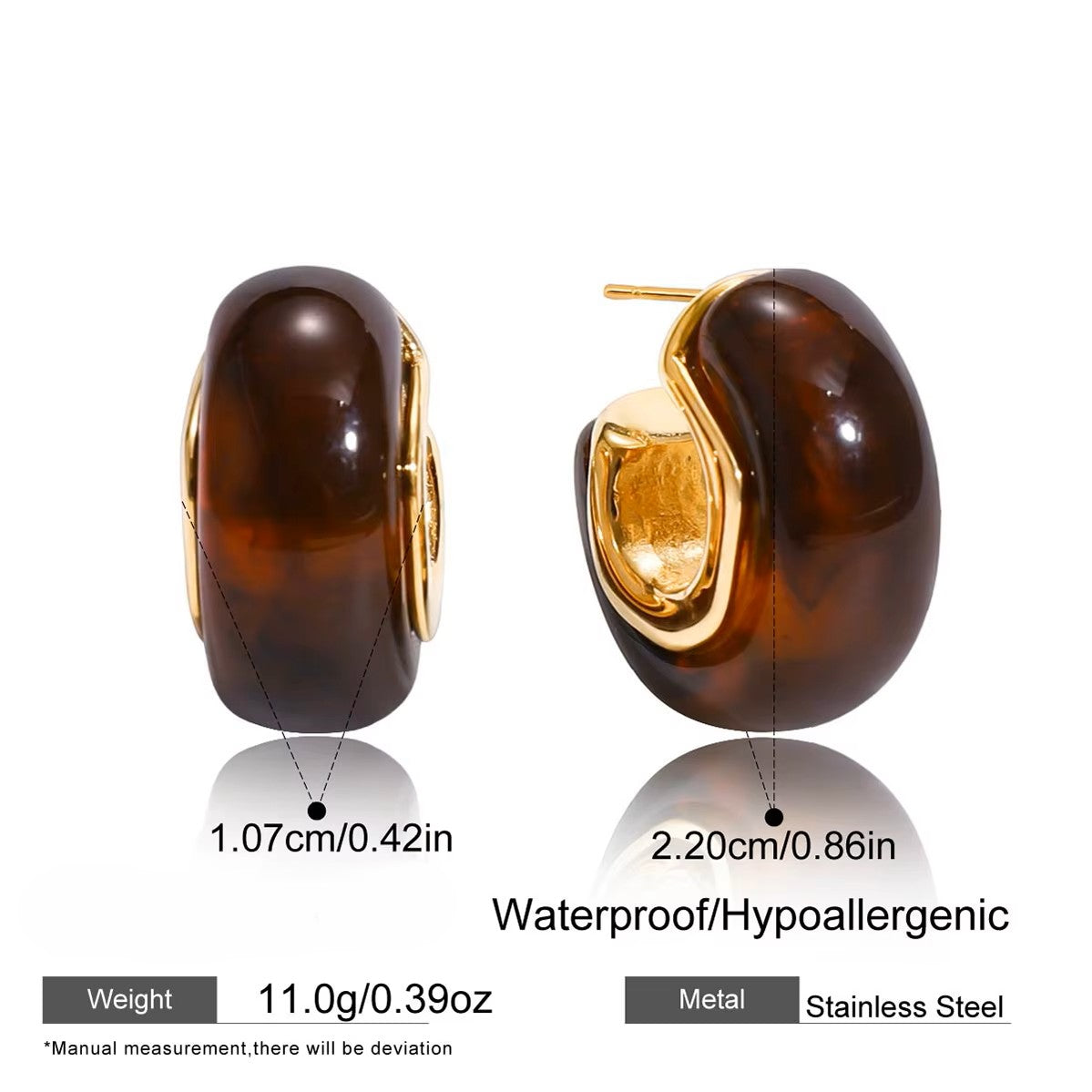 Gold Plated Stainless Steel Earrings - Milanese C Hoops