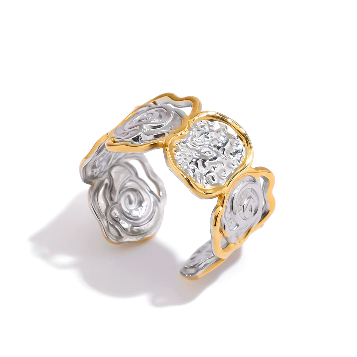 Gold Plated Stainless Steel Ring - Paper Flower