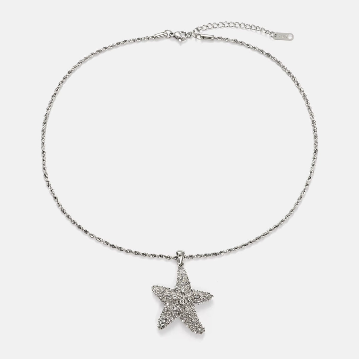 Gold Plated Stainless Steel Necklace with Iced Out Zircon Starfish - Iced Starfish