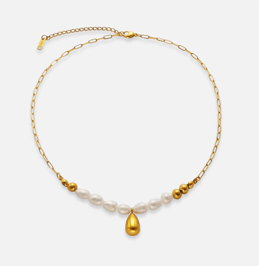 Golden Plated Stainless Steel Necklace - Pearl Shine