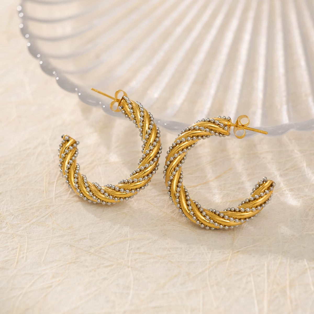 Gothic Moon Hoop - Gold Plated Stainless Steel Earring