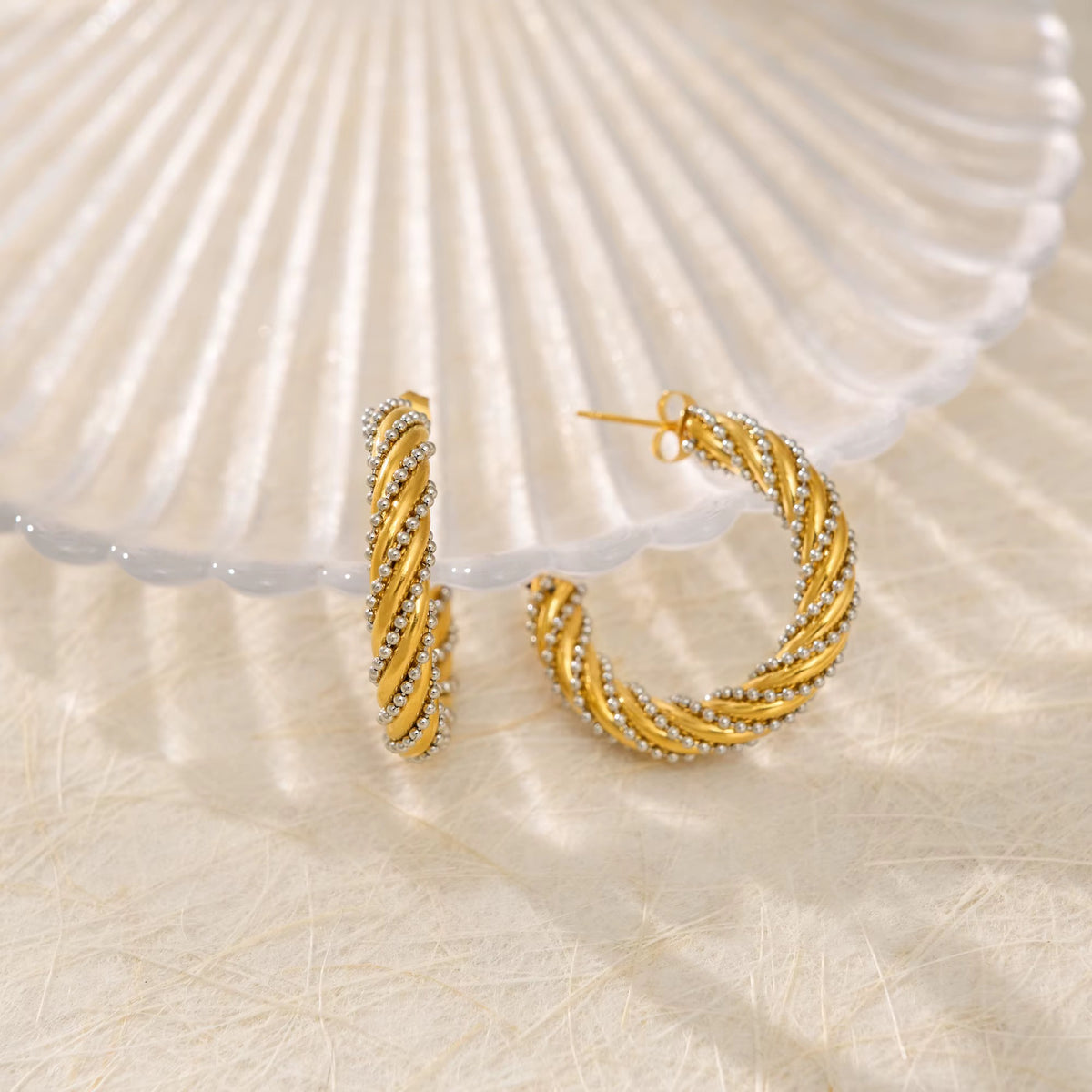 Gothic Moon Hoop - Gold Plated Stainless Steel Earring