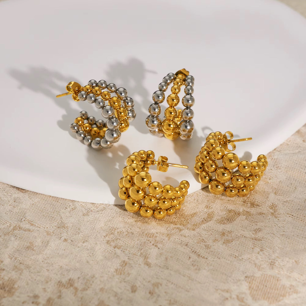 Pea Pod Hoops - Gold Plated Stainless Steel Earring
