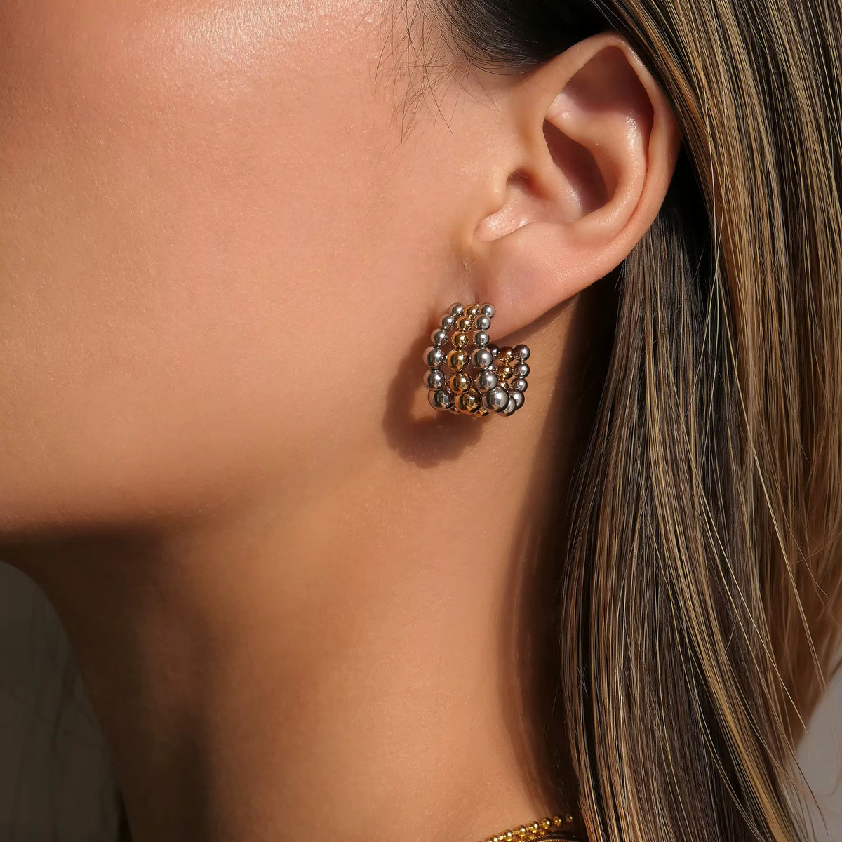 Pea Pod Hoops - Gold Plated Stainless Steel Earring