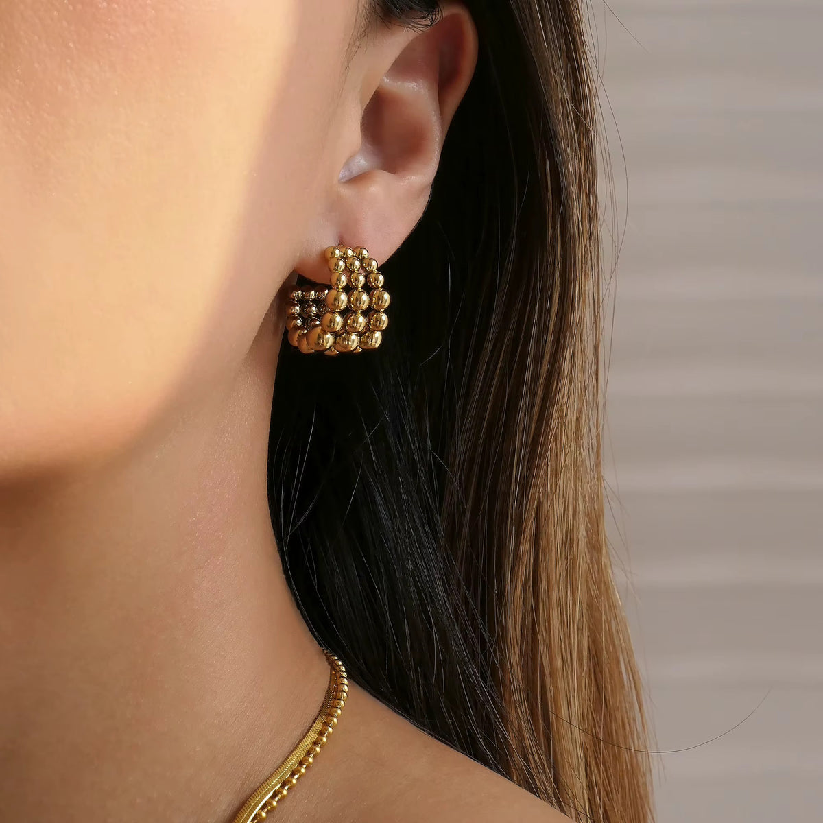 Pea Pod Hoops - Gold Plated Stainless Steel Earring