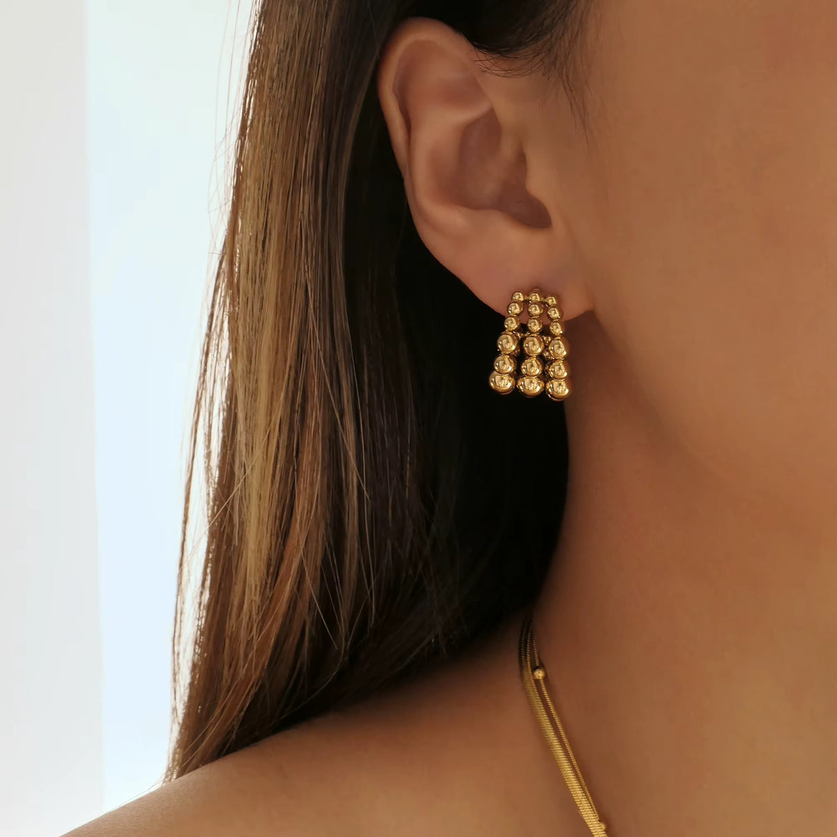 Pea Pod Hoops - Gold Plated Stainless Steel Earring