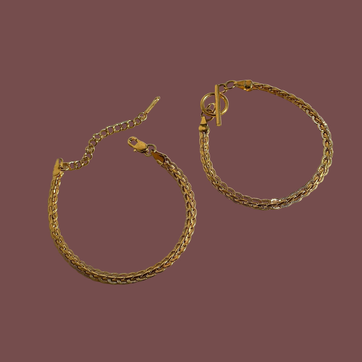 Gold Plated Stainless Steel Bracelet - Woven Vintage