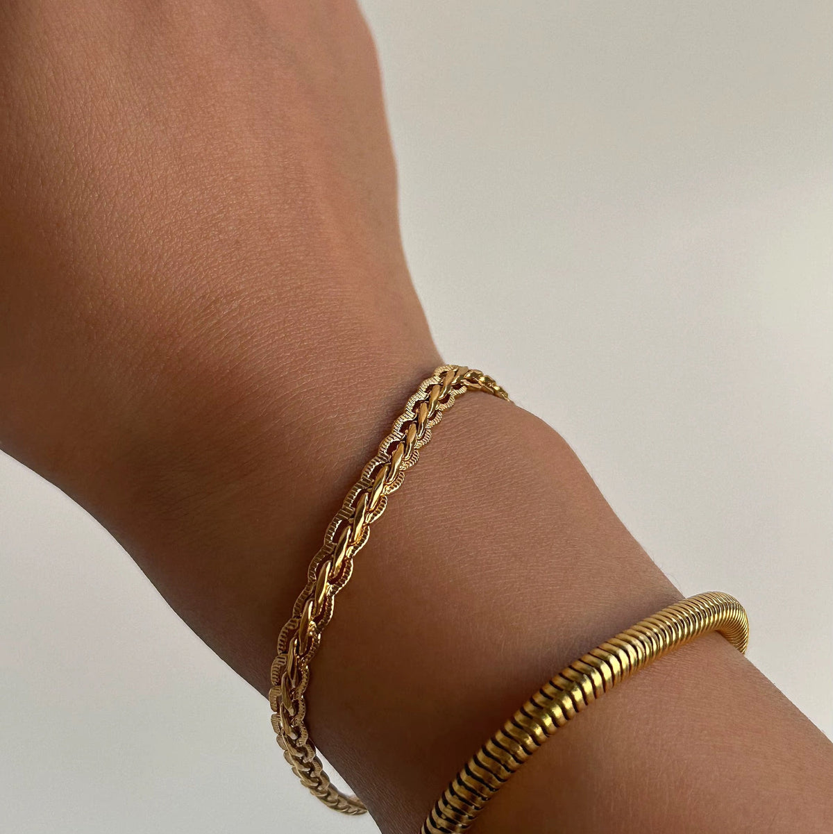 Gold Plated Stainless Steel Bracelet - Woven Vintage