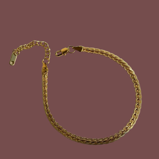 Gold Plated Stainless Steel Bracelet - Woven Vintage