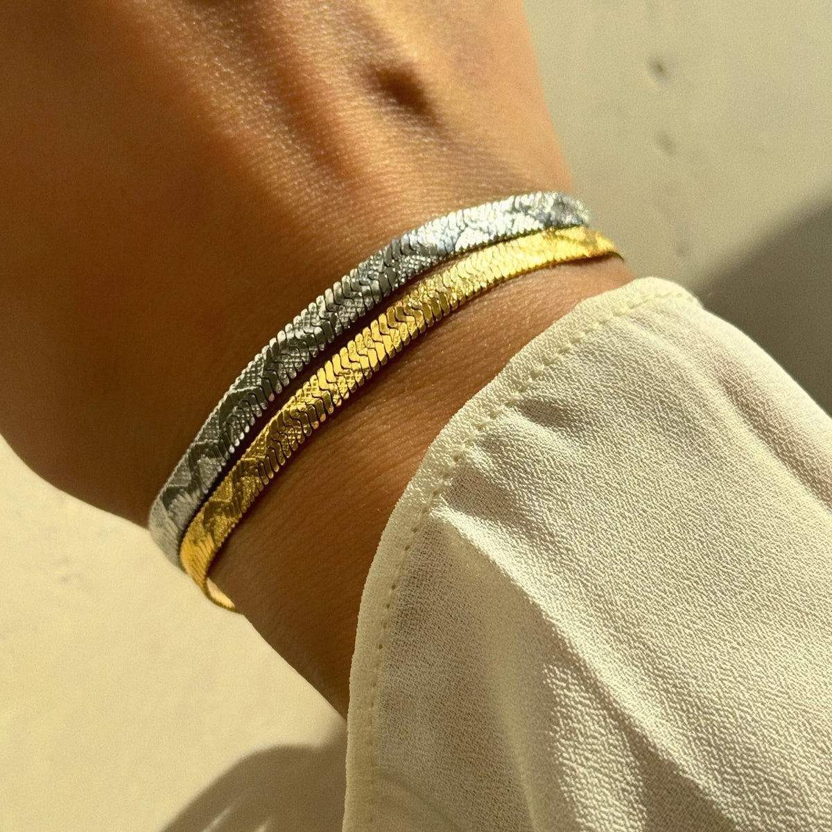 Gold Plated Stainless Bracelet - Embossed Exquisite