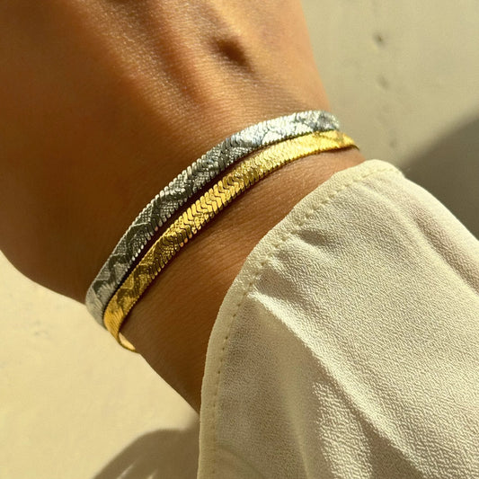 Gold Plated Stainless Bracelet - Embossed Exquisite