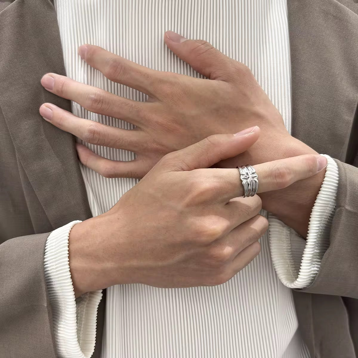 Stainless Steel Unisex Ring - Cross-shaped Star