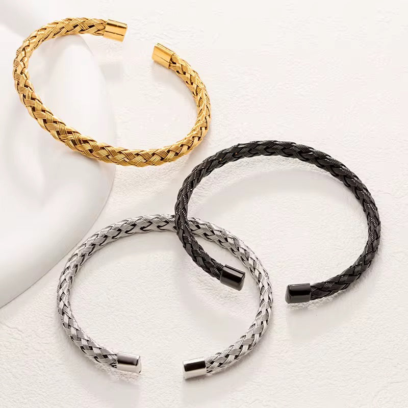 Gold and Silver Plated Stainless Steel Bracelet - Twisted
